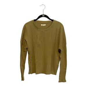 Madewell Green Thermal Ex-Boyfrield Long Sleeve Waffle Knit Shirt sz Small